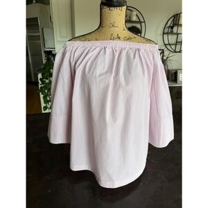Free Assembly Pink Striped Off‎ Shoulder Bell Sleeve Blouse Top - Size L